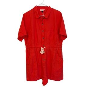 Universal Thread Womens Linen Blend Utility Romper Short Sleeve Size L NWT